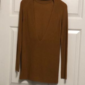 Never Worn Carmel Colored Knit Backless Sweater, Size M